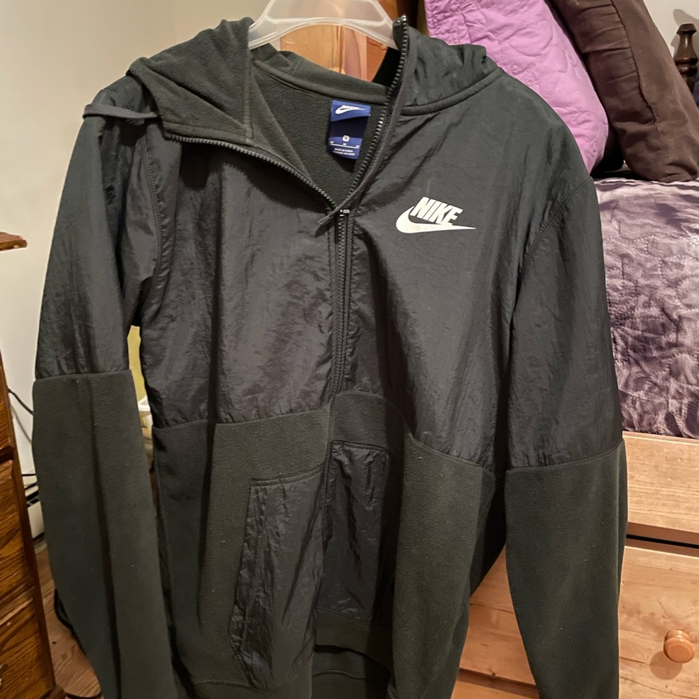 Nike Men's Green Jacket with White Logo
